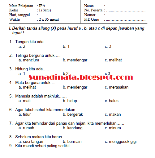 Soal ipa kelas 6 semester 1 dan kunci jawaban