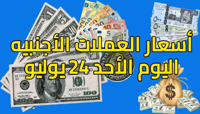 أسعار العملات الاجنبية في مصر اليوم الأحد 24 يوليو 2022