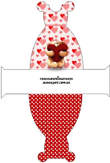 Teddy Bear in Love Free Printable Dress Box.