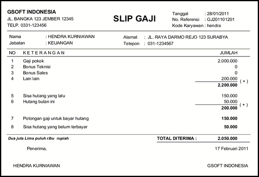 Contoh Slip Gaji Karyawan Swasta  newhairstylesformen2014.com