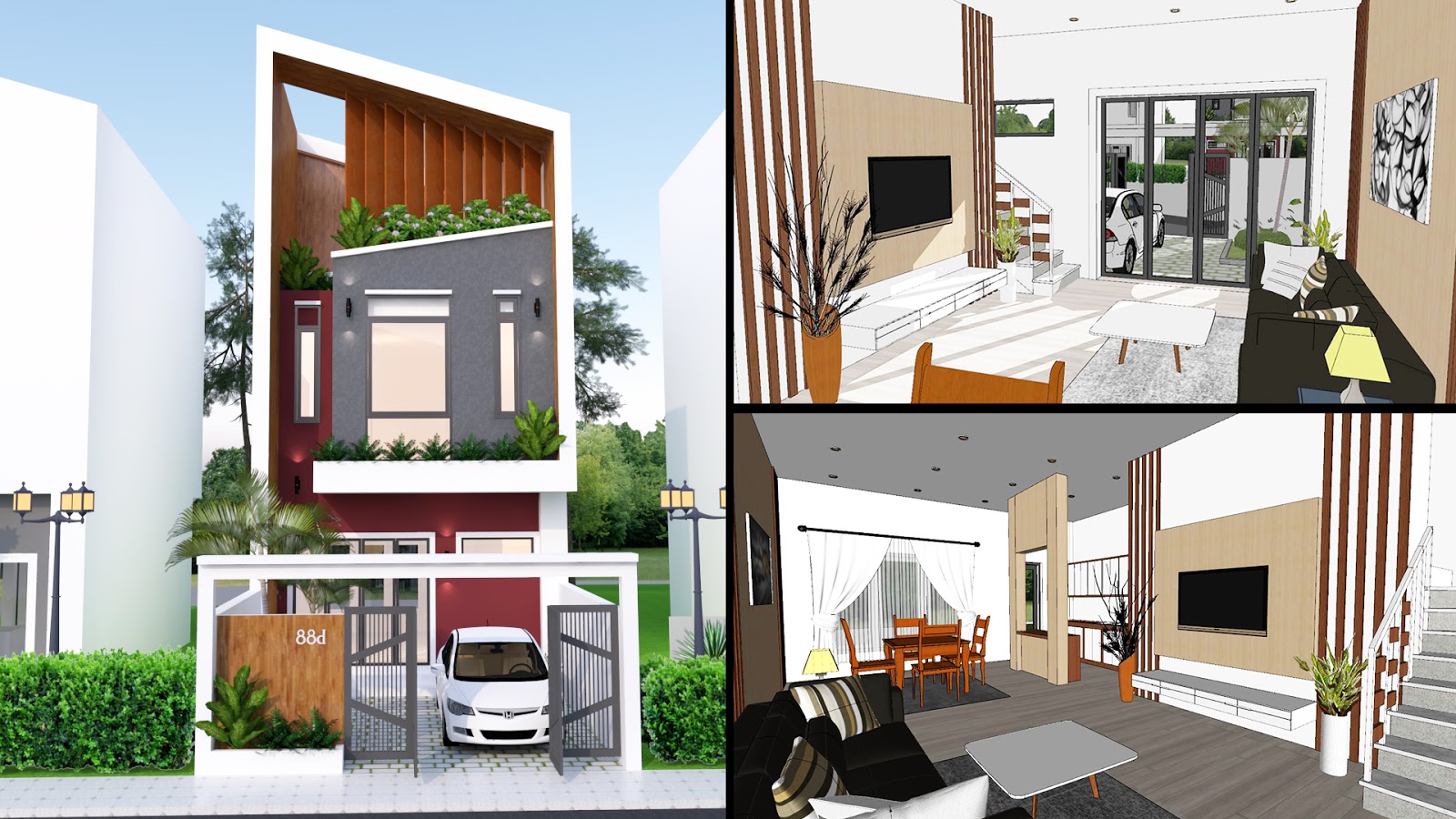  Sketchup  Small  House  Design Plan  5 6x8 with Interior 3 