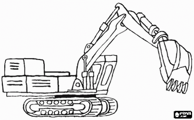 Drawing tractor, backhoe and excavator coloring 