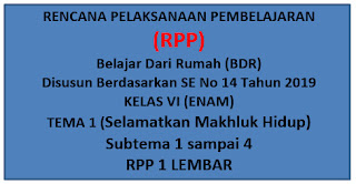 RPP 1 Lembar Daring BDR Kelas 6 Tema 1 SD/MI Revisi 2020