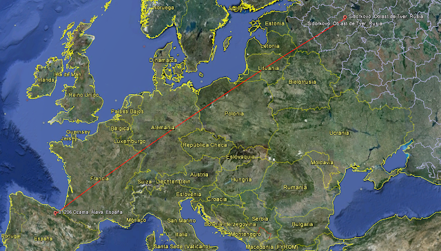 Mapa Migración becada (Scolopax rusticola)