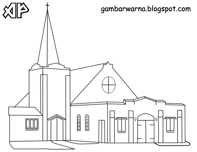  Mewarnai Gambar Gereja Belajar Mewarnai Gambar 