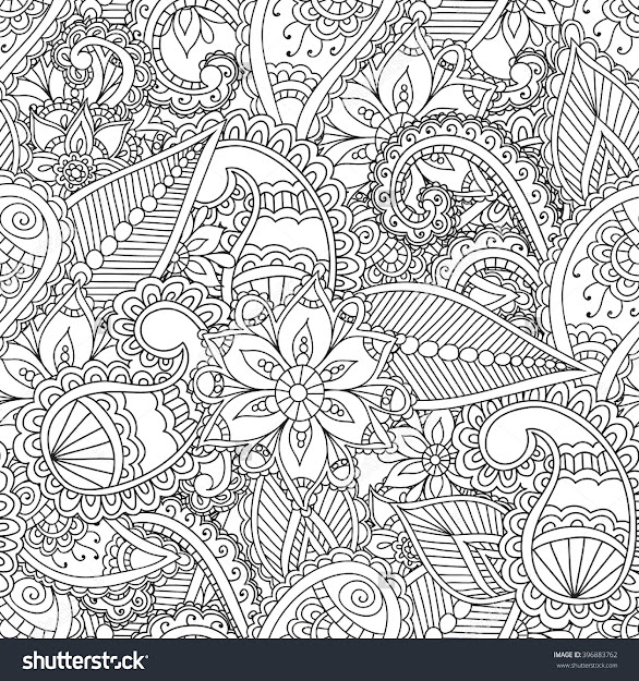 Coloring Pages For Adultsseamless Patternhenna Mehendi Doodles Abstract  Floral Paisley Design Elements