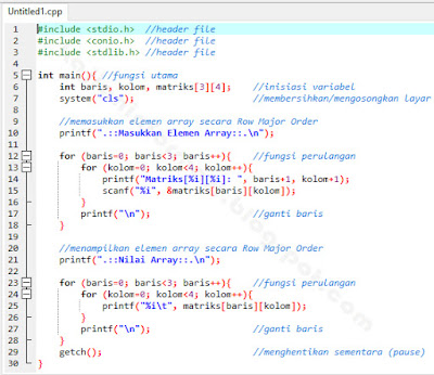 Tutorial Input Nilai ke dalam Array 3x4 C++