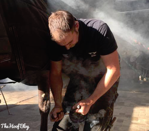 Farrier Jimmy Cooper shoeing a horse