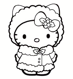 Hello Kitty winter coloring page