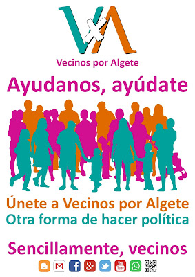 Ayudanos, ayúdate. Únete a Vecinos por Algete. Otra forma de hacer política. Sencillamente Vecinos.