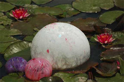 Glass float in a pond