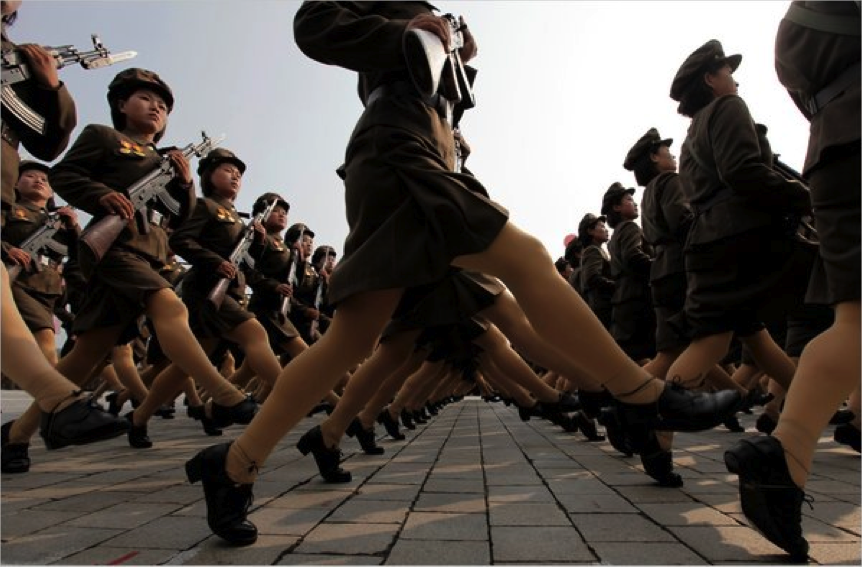 north korean women marching. North Korean Female Soldiers