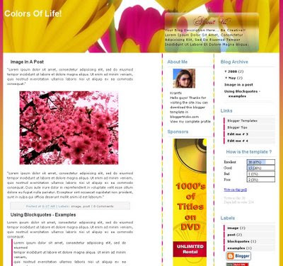 The Colors of Life Blogger Theme
