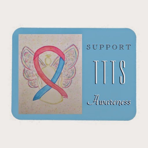 Support Twin to Twin Transfusion Syndrome Pink and Blue TTTS Awareness Ribbon Angel Art Custom Gift Magnets