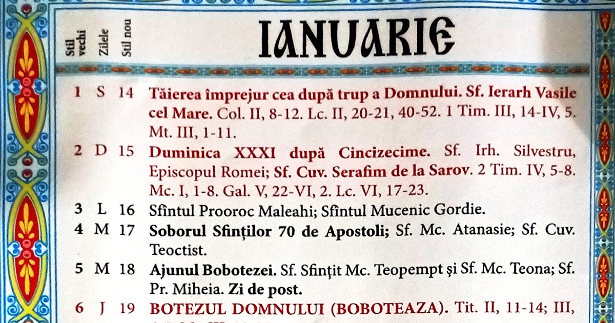 Calendar Ortodox 20232024 R. Moldova stil vechi