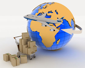 Earth, plane and boxes for export
