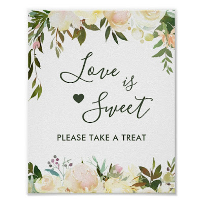  Greenery Rustic Floral Love is Sweet Dessert Bar Poster