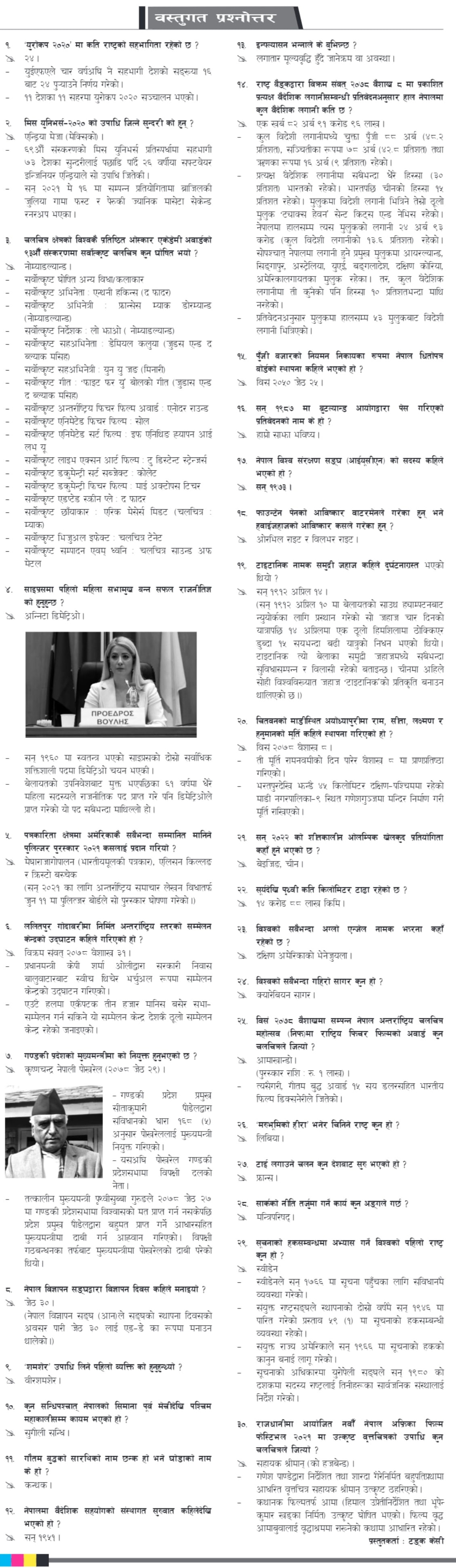 Gorkhapatra Bastugat Question 2079-03-02