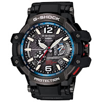 Casio G-Shock Gravity Master Hybrid GPS Black/Blue GPW-1000-1A Watch, with Multiband 6 and Global Positioning Receiver technology, receives any 1 of 6 calibration signals around the world plus acquires position and time information from GPS satellites