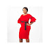  Virtue Clothier Adele Contrast Bell Sleeve Midi Dress - Multi