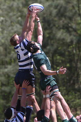 Flanker Nate Maughan stretches high to secure the line-out