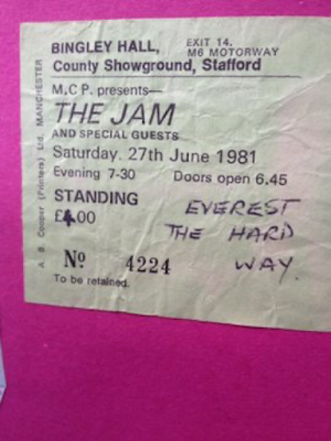 Ticket for The Jam at Bingley Hall June 1981