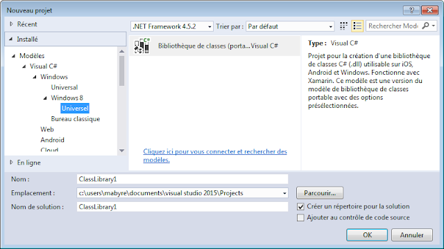 Visual Studio 2015 Community - Création d'applications universelles