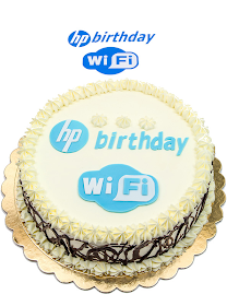 Happy bithday cake HP WI-FI with sign on top