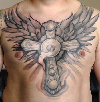 cross tattoos with angel wings
