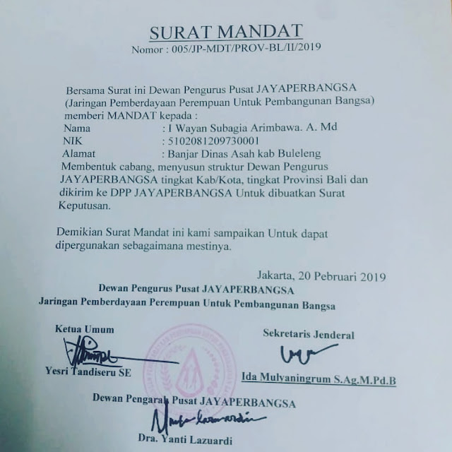 Selamat bergabung di Jayaperbangsa Bali