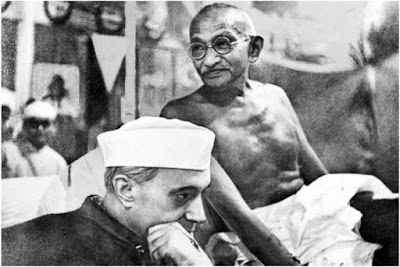 Mahatma Gandhi with Jawaharlal Nehru