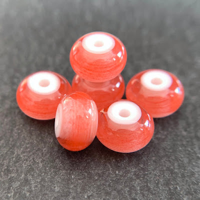 Handmade lampwork glass beads in CiM Watermelon by Laura Sparling