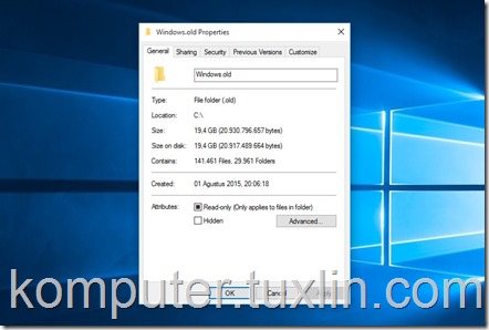 Screenshots Cara hapus folder windows old Tuxlin Blog01