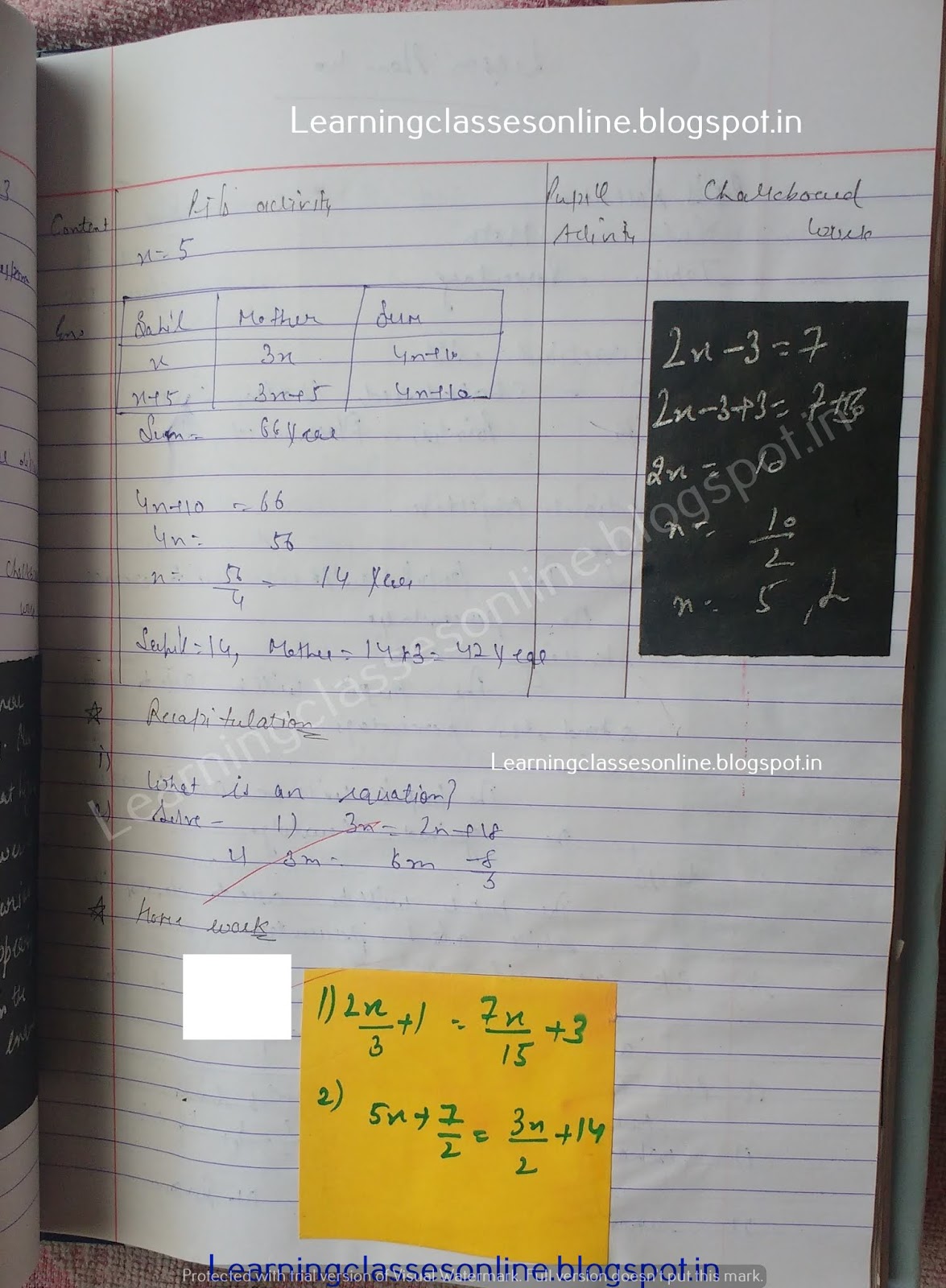 Lesson Plan For Maths Class 5