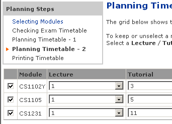 My beautifully customized time table. Now to add a module... 