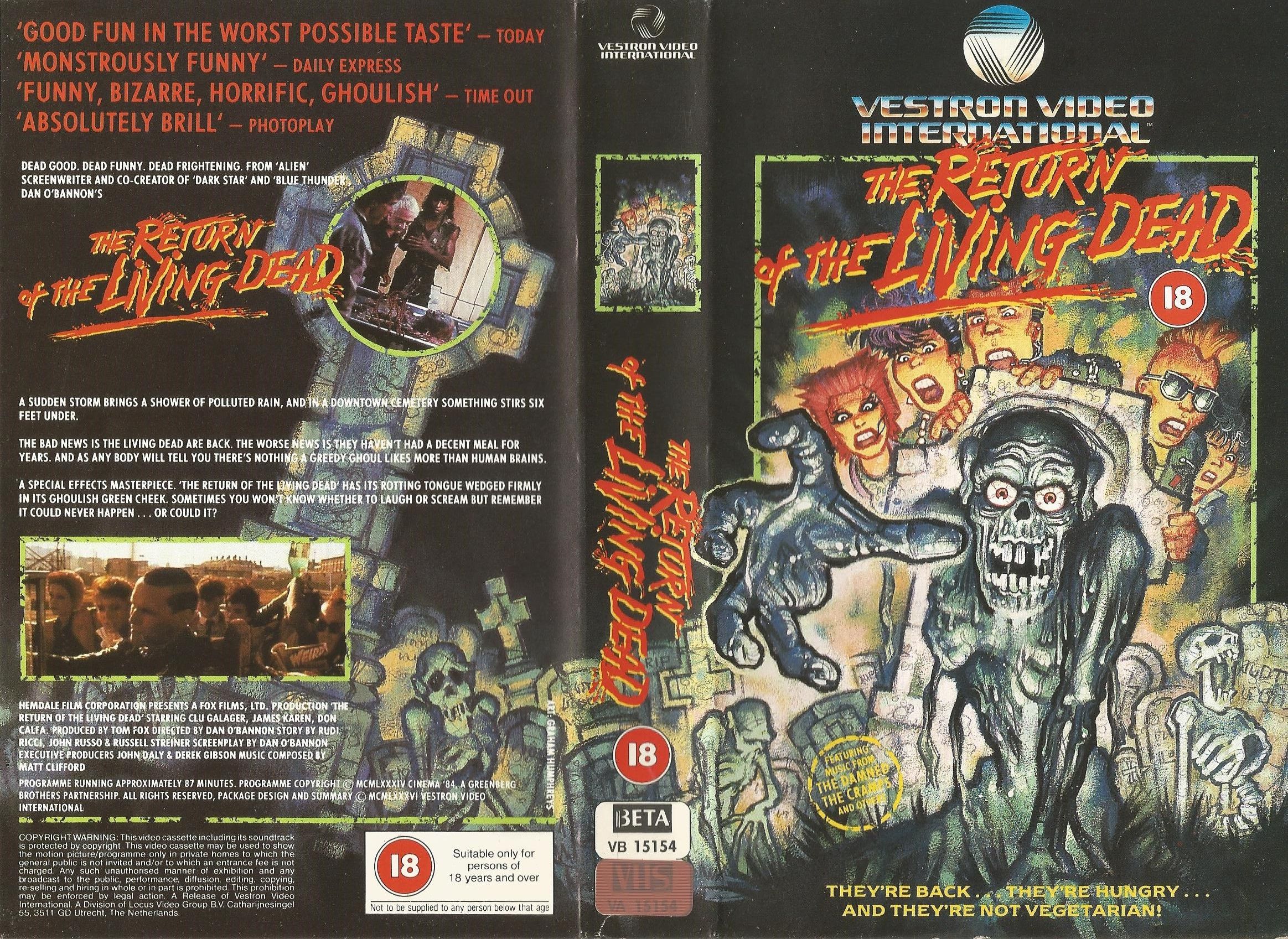 The dead return. The Return of the Living Dead, 1985 арт. Возвращение живых мертвецов VHS.