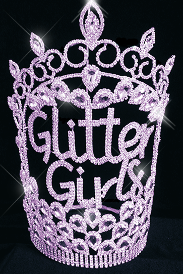 Pink Custom Glitter Girls Crowns 14 Inches
