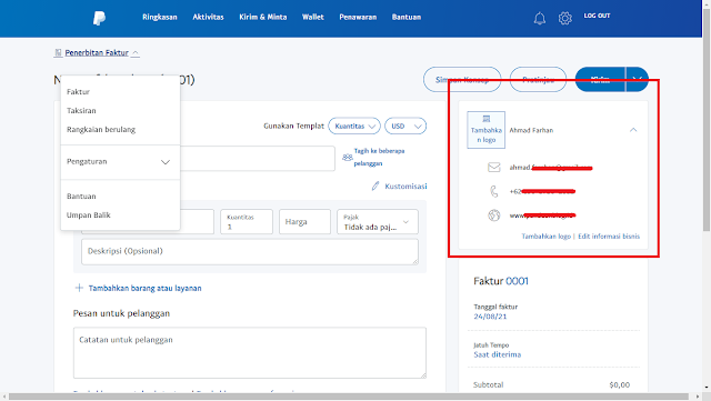 Cara Membuat Invoice PayPal dengan Mudah