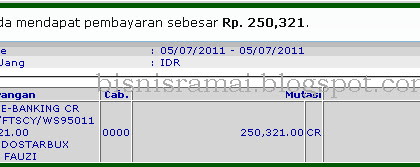 Bukti Pembayaran Indostarbux ke 8 Rp. 250.321, Payment Proof ISB