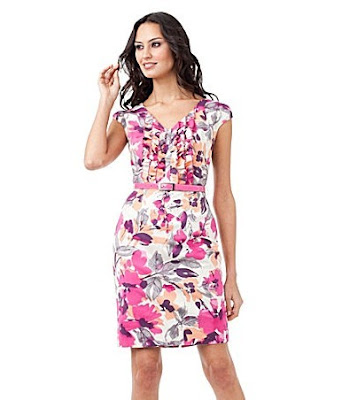 2011+Adrianna+Papell+Belted+Floral-Print+Dress