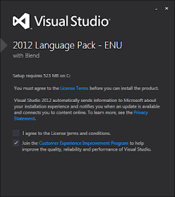 Visual Studio 2012安裝語系檔案畫面