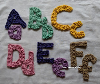 Sweet Nothings Crochet free crochet pattern blog, free crochet pattern of English alphabet, photo of all upper and lower case alphabets A to F,