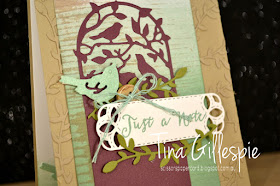 scissorspapercard, Stampin' Up!, CASEing The Catty, Botanical Tags, Stitched Labels, Birds and Blooms, Wood Textures DSP, Notes Of Kindness, Soft Sayings, Sponge Brayer