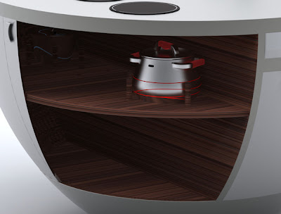 Compact futuristic kitchen