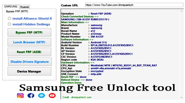 Samsung Frp bypass one-click tools