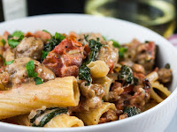 Italian Sausage Rigatoni with Spicy Tomato Cream Sauce