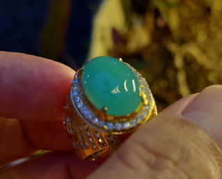 Batu Bacan Doko Relaxa HQ BC077 Warna Hijau Segar Body Kaca Ikatan Perak Mewah