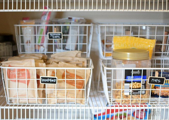 Use wire bins for pantry organization