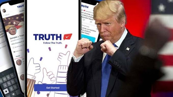 Donald Trump zu seiner neuen Plattform: Wir leben in einer Welt, in der die Taliban eine riesige Präsenz auf Twitter haben, aber euer liebster amerikanischer Präsident zum Schweigen gebracht wurde, Gettr.com, Truth Social