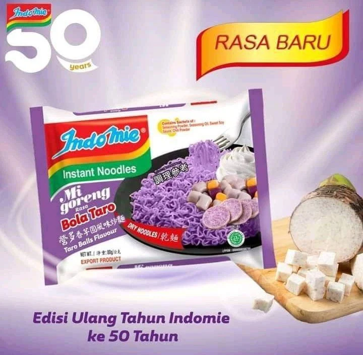 Ilustrasi promo Indomie varian Taro Hoaks